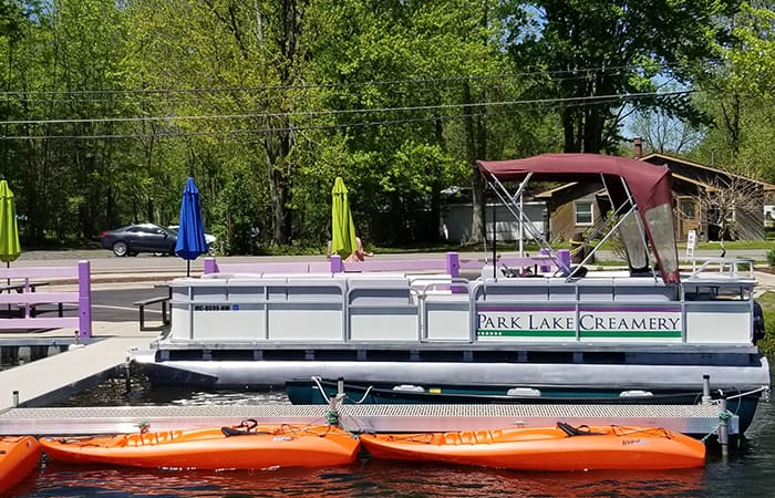 Rent a pontoon boat on Park Lake in Bath, Michigan.