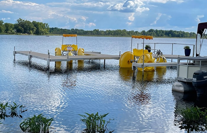 Rent a paddle boat on Park Lake in Bath, Michigan.